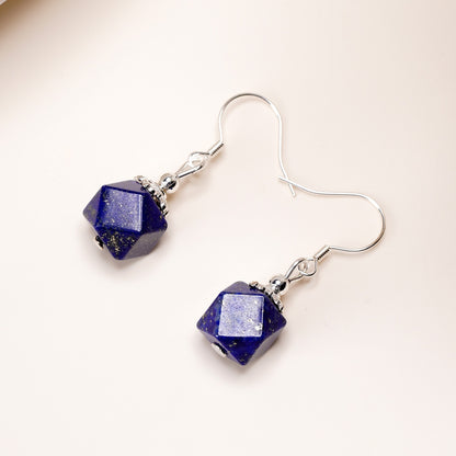 Faceted Lapis Wisdom Silver Earrings