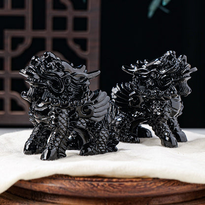 Fortune & Karma Feng Shui Obsidian Lucky Kirin Ornament