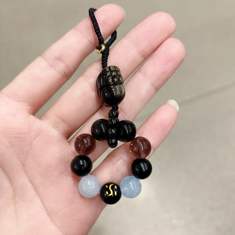 Five Elements Obsidian Fortune Keychain
