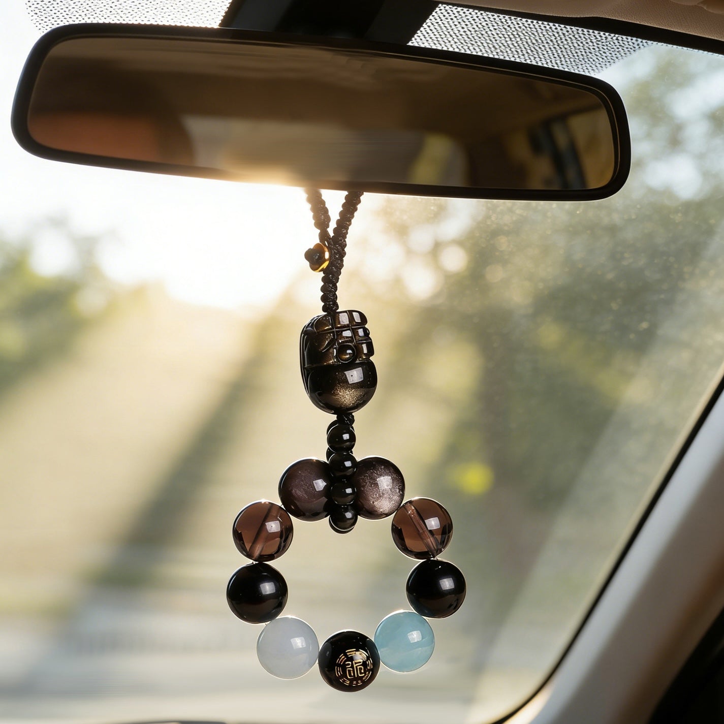 Five Elements Obsidian Fortune Keychain