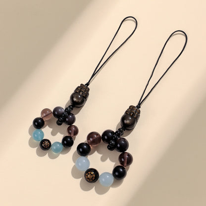 Five Elements Obsidian Fortune Keychain