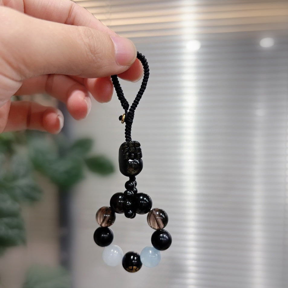 Five Elements Obsidian Fortune Keychain