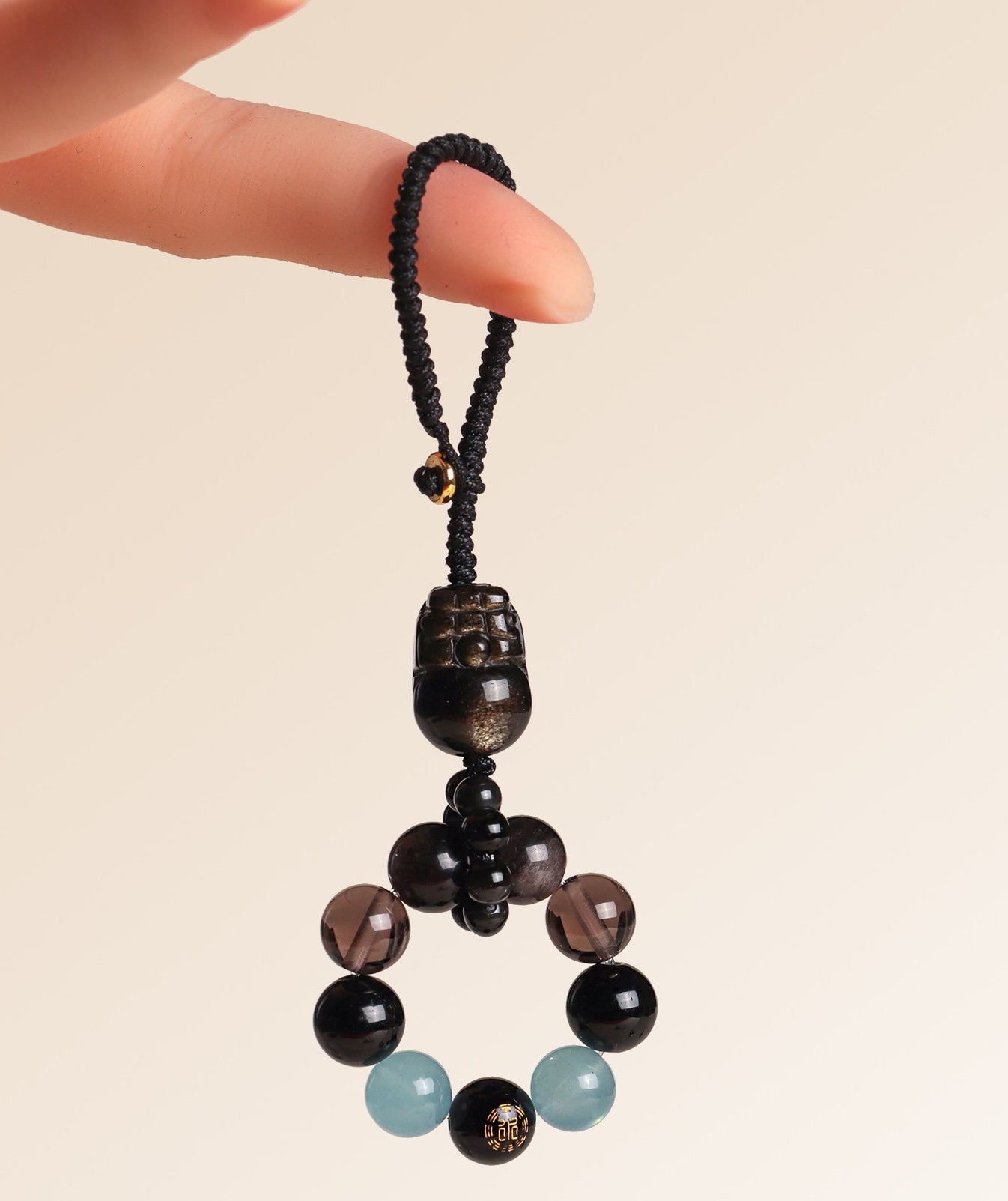 Five Elements Obsidian Fortune Keychain