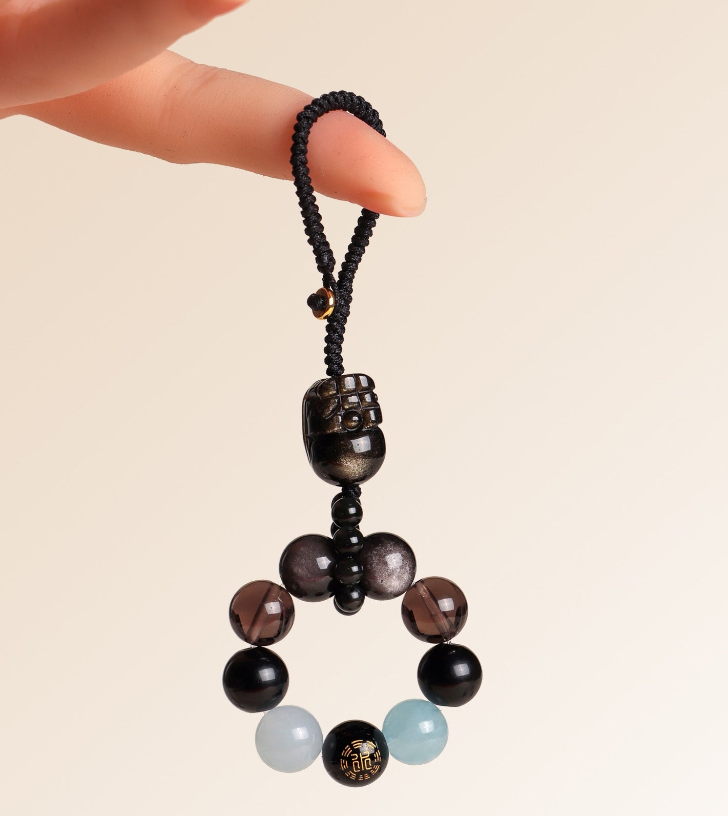 Five Elements Obsidian Fortune Keychain