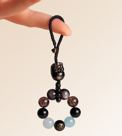 Five Elements Obsidian Fortune Keychain