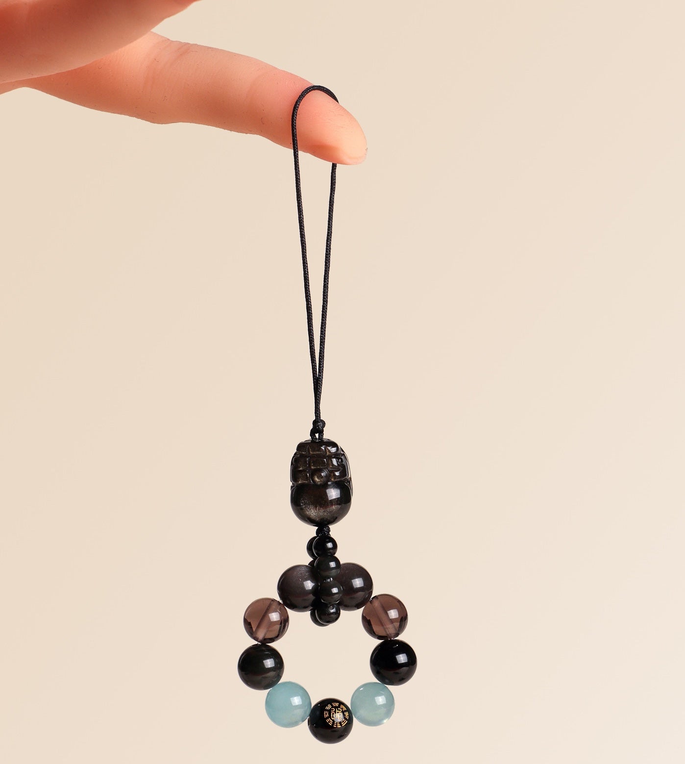 Five Elements Obsidian Fortune Keychain