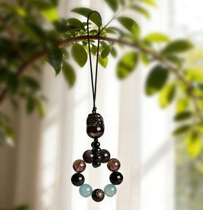Five Elements Obsidian Fortune Keychain