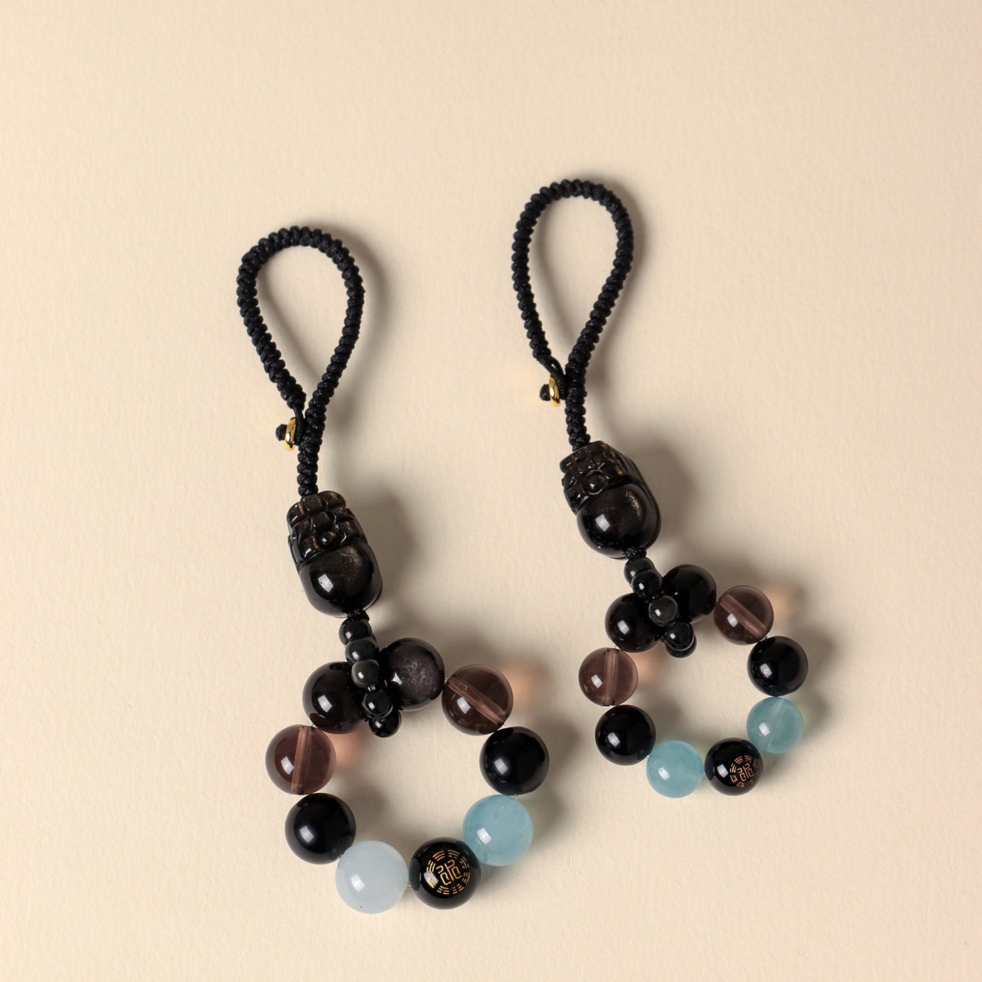 Five Elements Obsidian Fortune Keychain