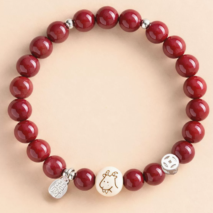 Goat Zodiac Cinnabar Fortune Guardian Bracelet