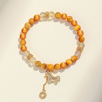 Golden Horse Rutilated Quartz Luck Bracelet