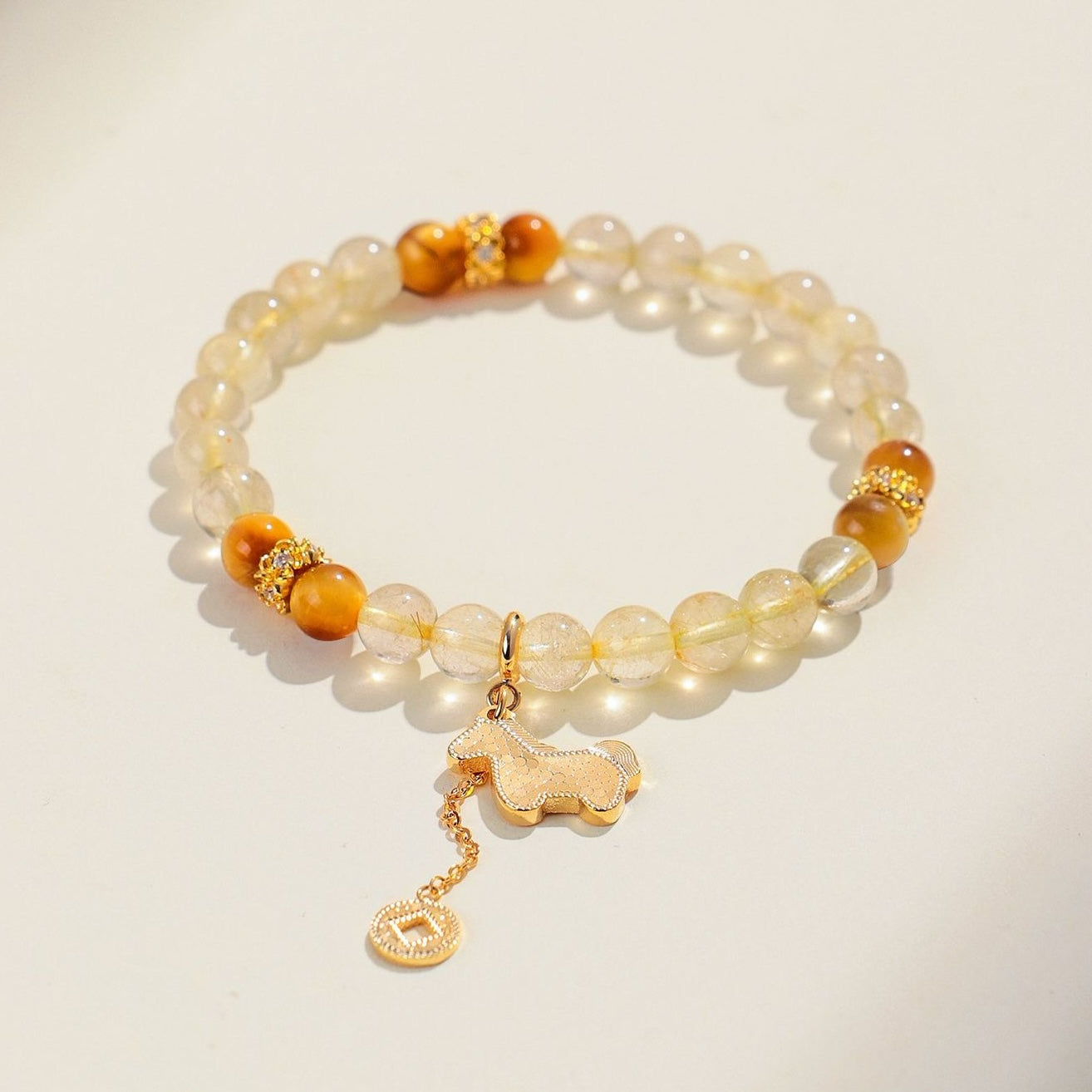 Golden Horse Rutilated Quartz Luck Bracelet