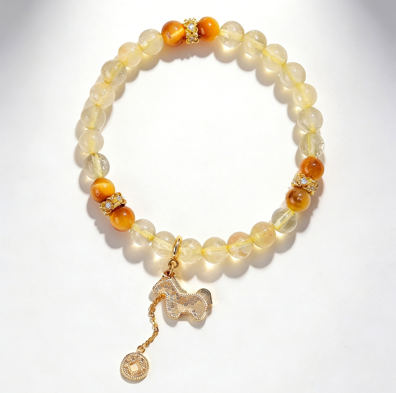 Golden Horse Rutilated Quartz Luck Bracelet