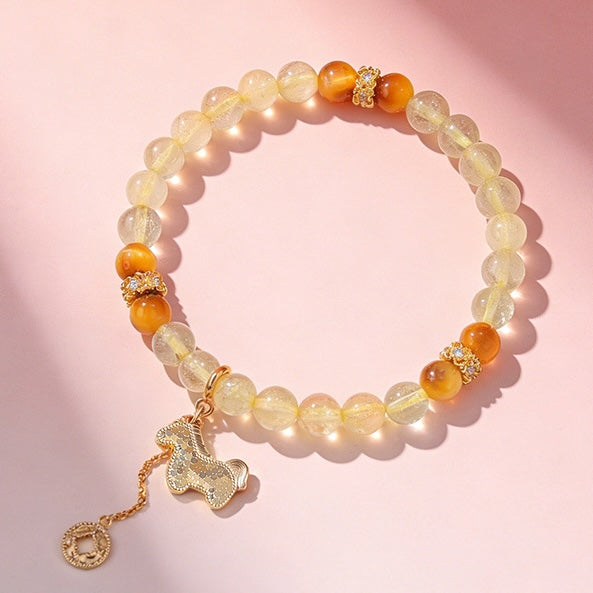 Golden Horse Rutilated Quartz Luck Bracelet