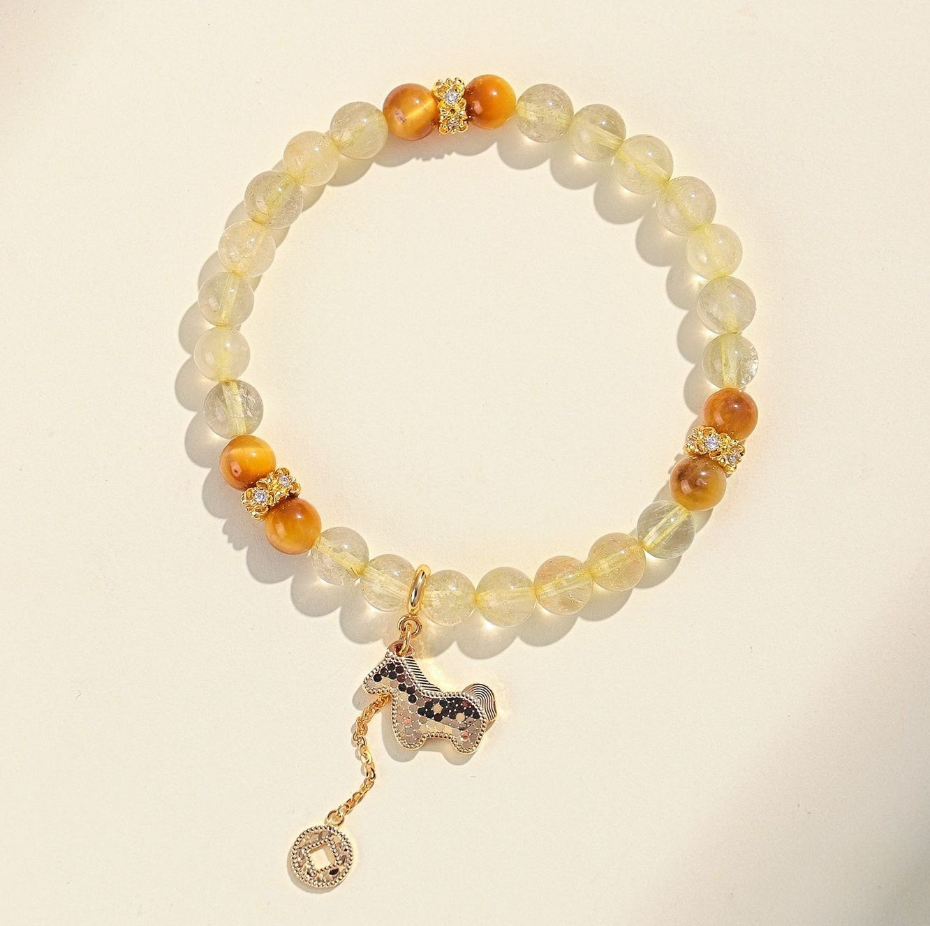 Golden Horse Rutilated Quartz Luck Bracelet