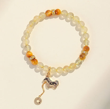 Golden Horse Rutilated Quartz Luck Bracelet