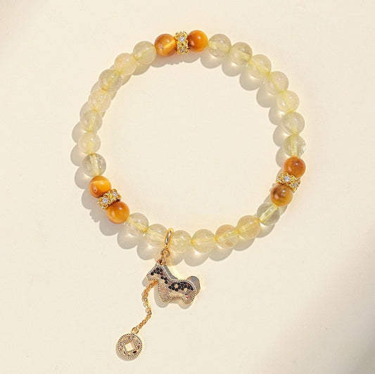 Golden Horse Rutilated Quartz Luck Bracelet