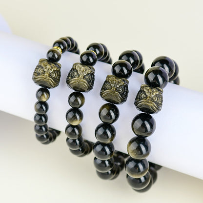 Golden Obsidian Lion Awakening Bracelet