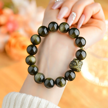 Golden Obsidian Lion Awakening Bracelet