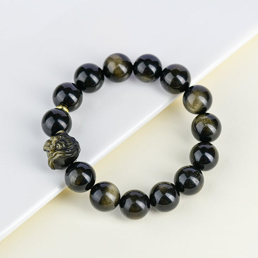 Golden Obsidian Lion Awakening Bracelet