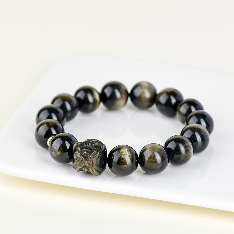 Golden Obsidian Lion Awakening Bracelet