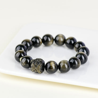 Golden Obsidian Lion Awakening Bracelet