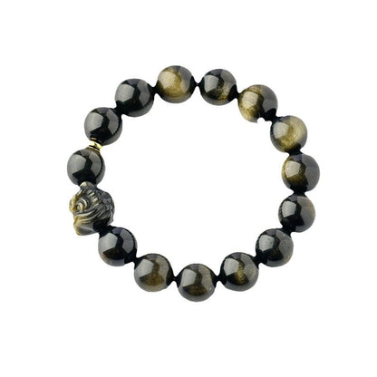 Golden Obsidian Lion Awakening Bracelet