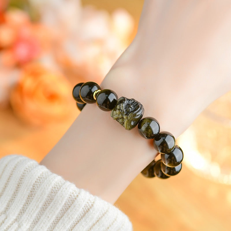 Golden Obsidian Lion Awakening Bracelet