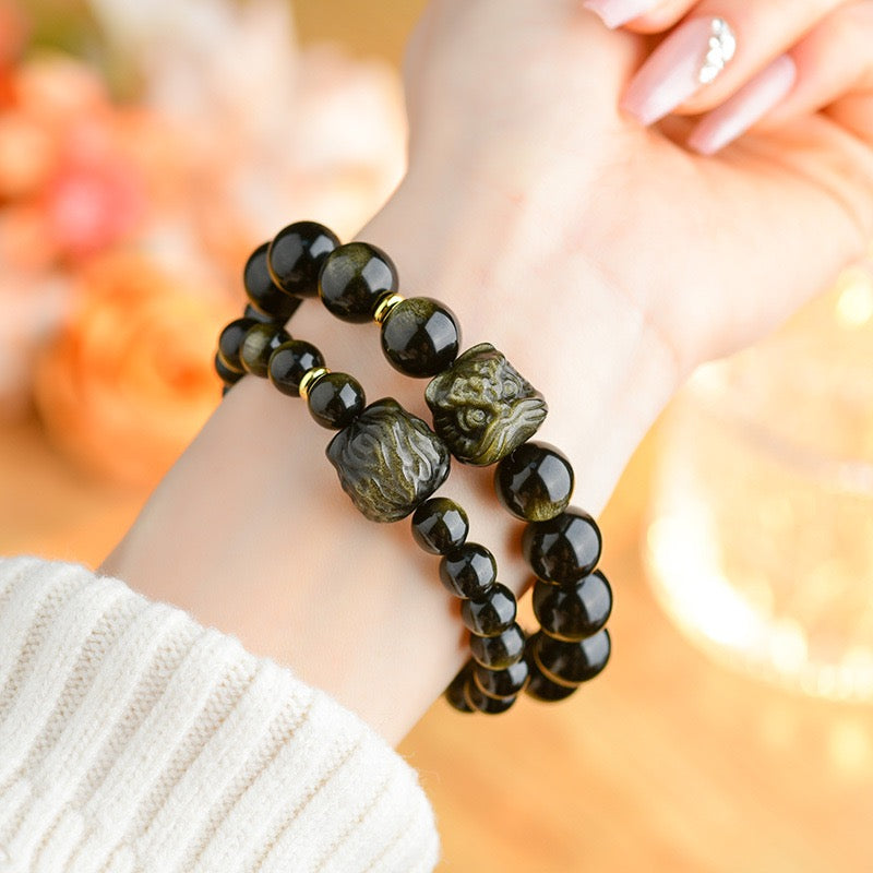 Golden Obsidian Lion Awakening Bracelet
