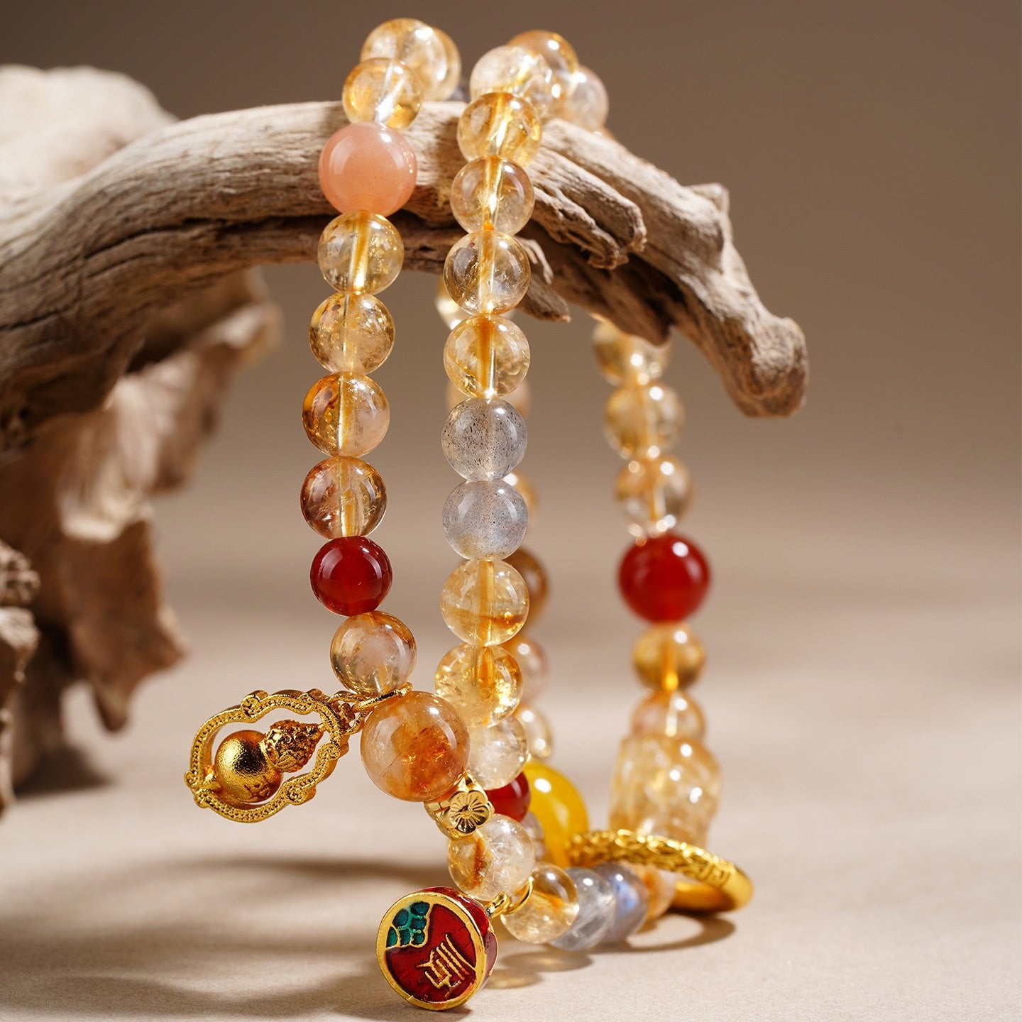 Golden Rutilated Pixiu Gourd Bracelet