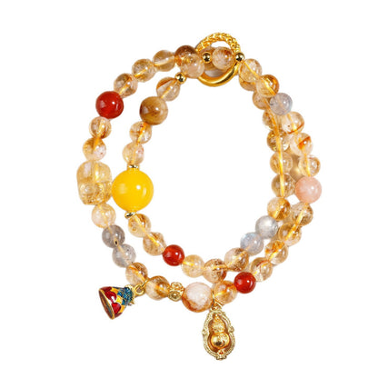 Golden Rutilated Pixiu Gourd Bracelet
