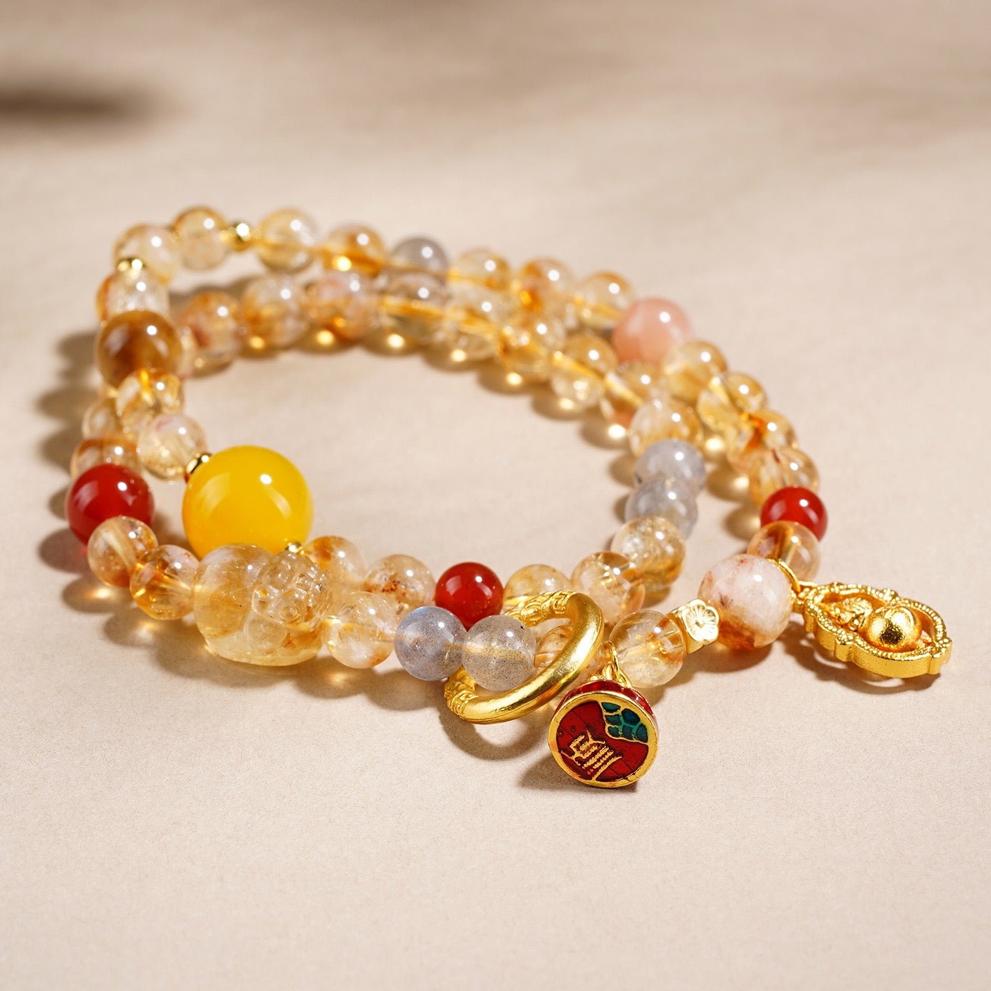 Golden Rutilated Pixiu Gourd Bracelet