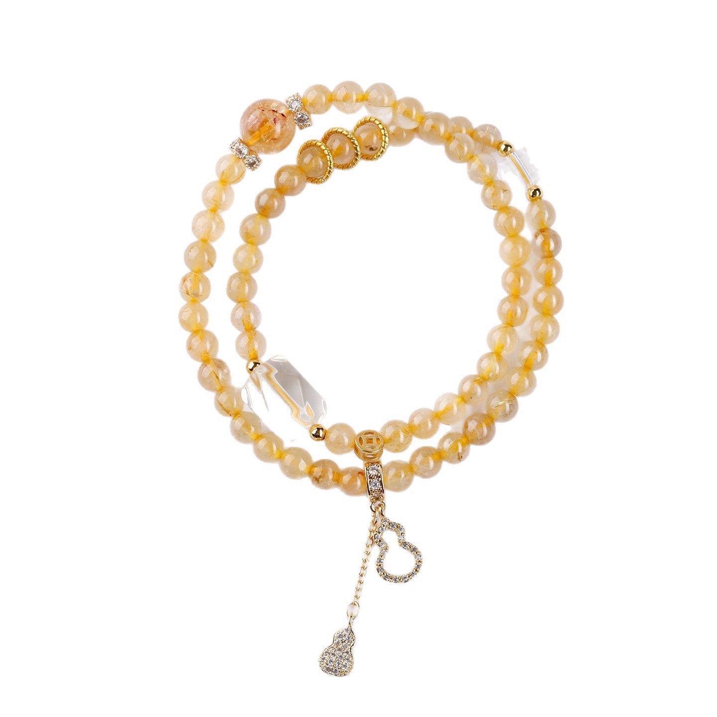 Golden Rutilated Prosperity Gourd Bracelet