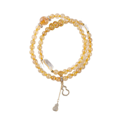 Golden Rutilated Prosperity Gourd Bracelet