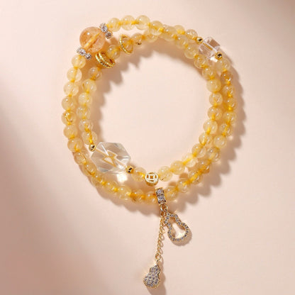 Golden Rutilated Prosperity Gourd Bracelet