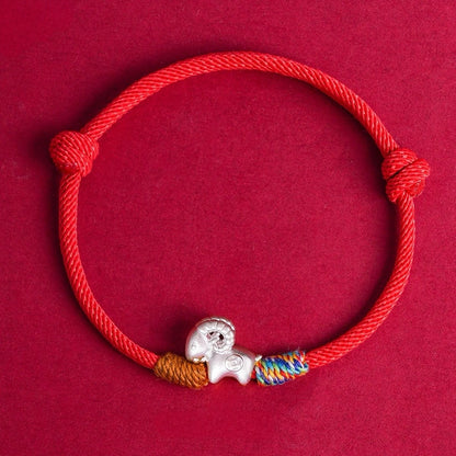 Handwoven Silver Goat Zodiac Guardian Bracelet