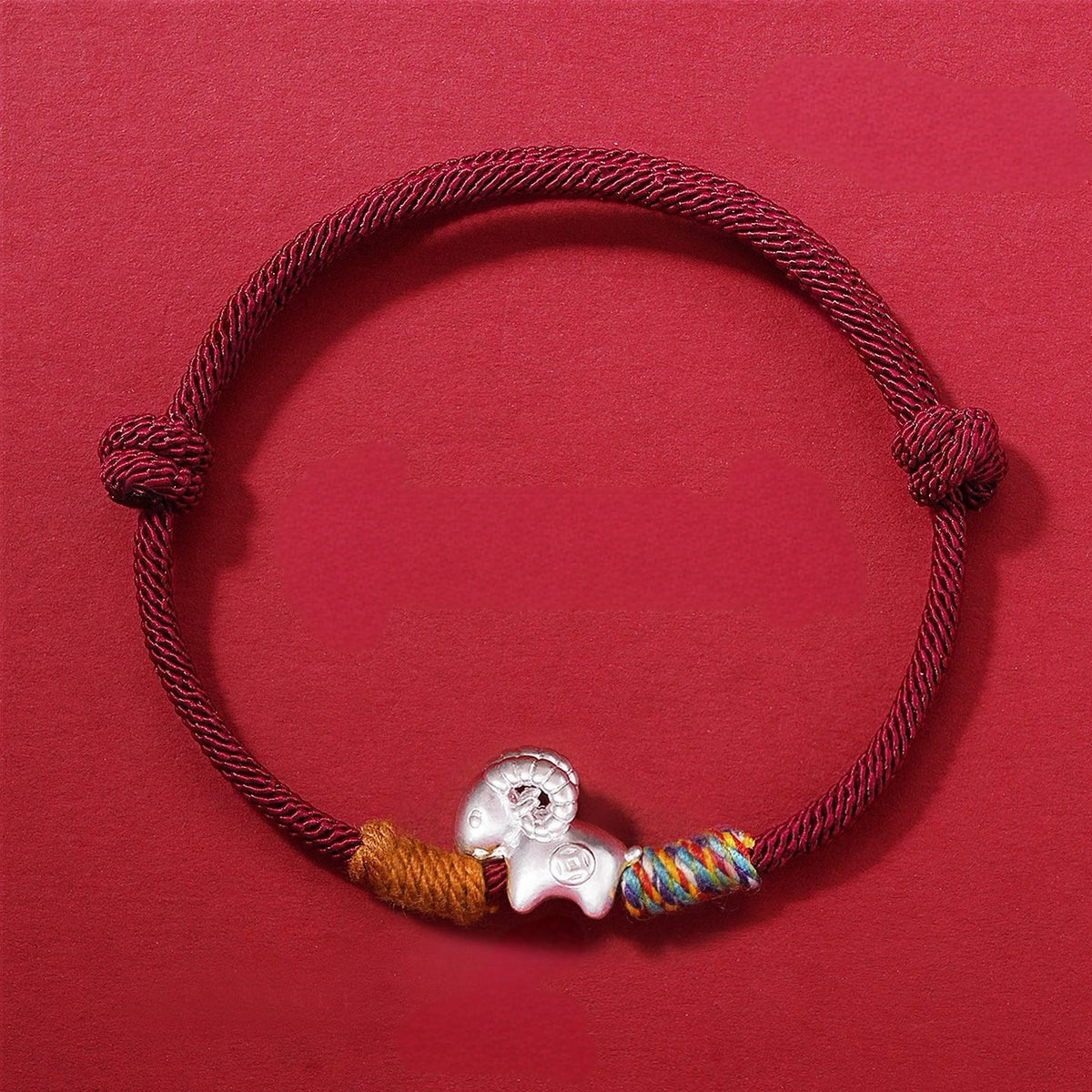 Handwoven Silver Goat Zodiac Guardian Bracelet