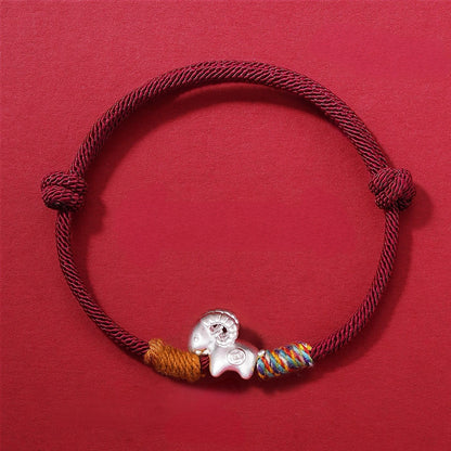 Handwoven Silver Goat Zodiac Guardian Bracelet