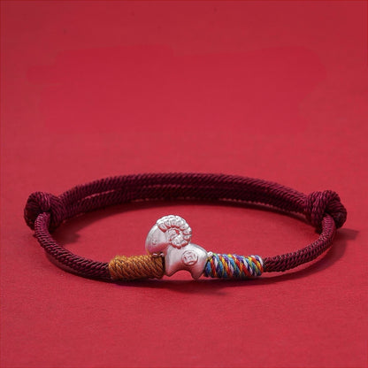 Handwoven Silver Goat Zodiac Guardian Bracelet