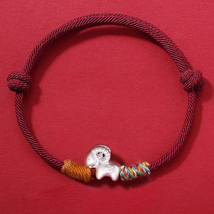 Handwoven Silver Goat Zodiac Guardian Bracelet