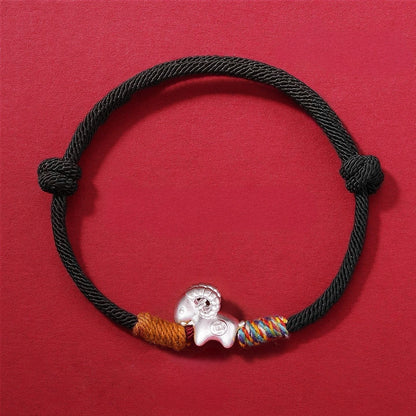 Handwoven Silver Goat Zodiac Guardian Bracelet