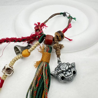 Handwoven Tibetan Sky Iron Tassel Charm