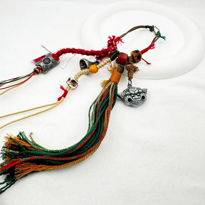 Handwoven Tibetan Sky Iron Tassel Charm