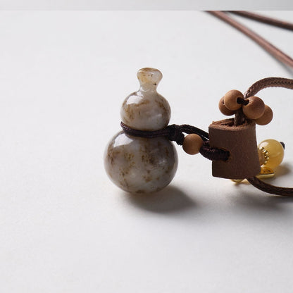 Hetian Jade Gourd Wax Cord Necklace