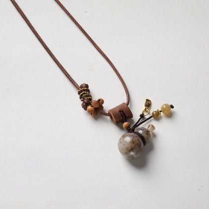 Hetian Jade Gourd Wax Cord Necklace