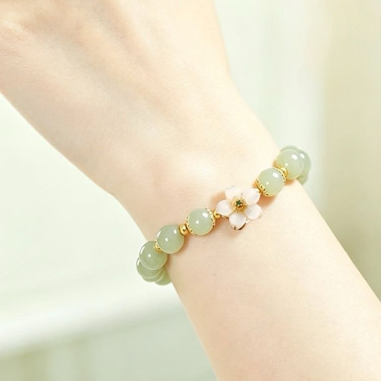 Hetian Jade Peach Blossom Love Bracelet