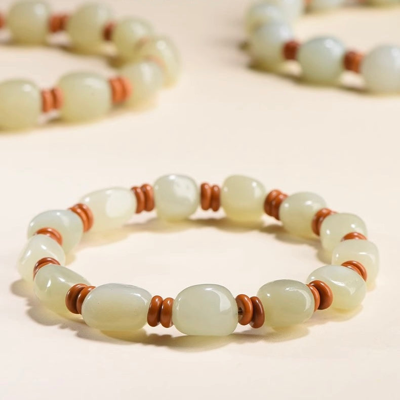 Hetian Jade Peachwood Harmony Bracelet