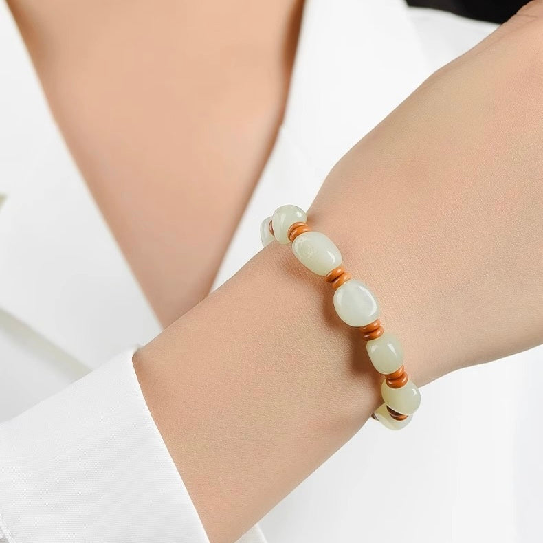 Hetian Jade Peachwood Harmony Bracelet