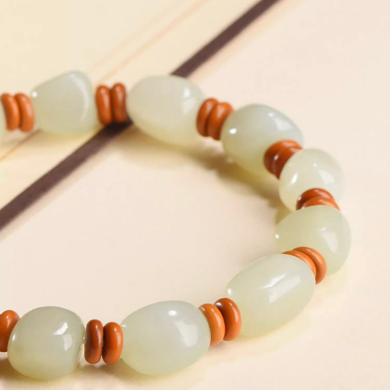 Hetian Jade Peachwood Harmony Bracelet