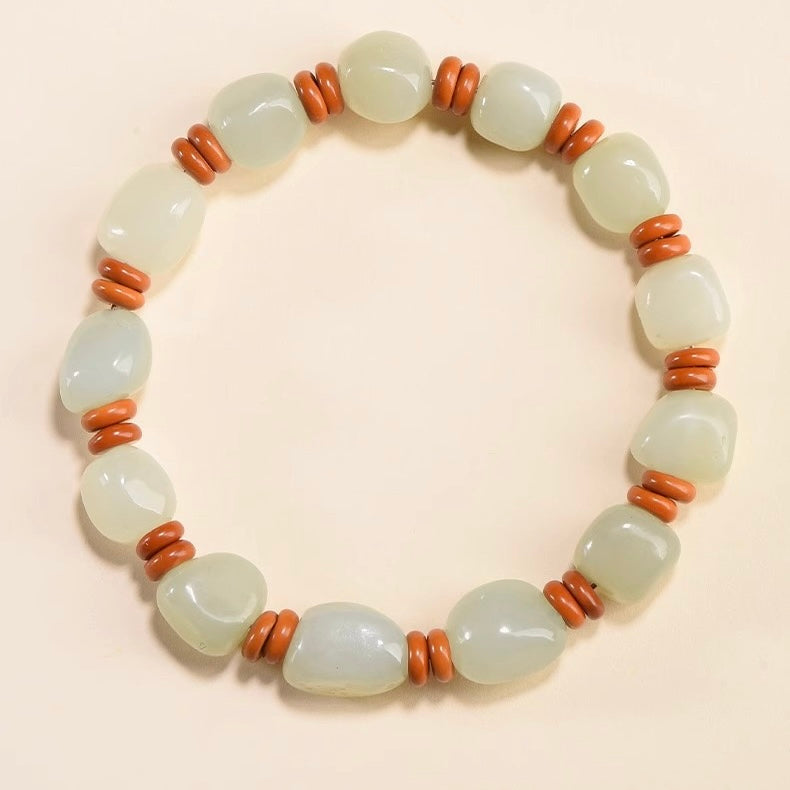 Hetian Jade Peachwood Harmony Bracelet