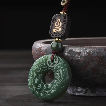 Hetian Jade Pixiu Peace Amulet Keychain